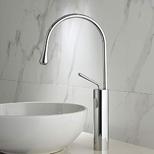 LUNEZY Waschbecken Wasserhahn Modern Nickel/Schwarz Badarmatur, Waschtischarmatur, Küchenarmatur Einloch Kalt- und Warmwasserhahn, Waschtischarmatur Mischbatterien Waschtischarmaturen (Co