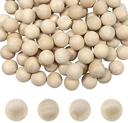 TOAOB 100 pezzi Palline di Legno per Lavoretti 18mm Perline in Legno Naturale Senza Foro Rotonde per Braccialetti Collane Lavorazione Fai da Te Artigianali Decorazioni