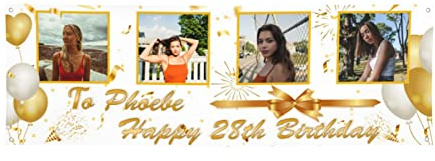 Personalisiertes Geburtstags-Hintergrund Banner, Personalisiertes Foto Geburtstag Banner Poster, Individuelles Geburtstagsbanner Poster Hintergrund für Kinder, Erwachsene 60 x 180 cm
