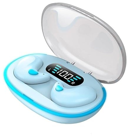 FAFOUR Auriculares Invisibles Inalámbricos para Dormir IPX5 Impermeables Auriculares Inalámbricos con Estuche de Carga Auriculares Bluetooth 5.3 Control táctil Auriculares Ocultos - Doble Cancelación