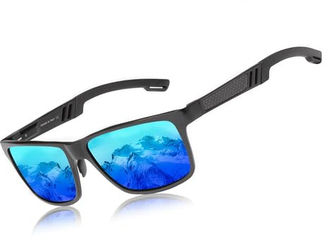 KINGSEVEN Männer Polarisierte Sonnenbrille Aluminium Magnesium Sonnenbrille Fahren Gläser Rechteck Shades Für Männer Oculos masculino Männlich (Schwarz Blau)