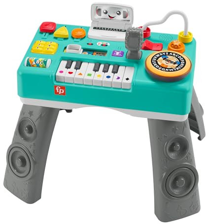 Fisher-Price Lernspaß DJ Spieltisch - musikalisches Lernspielzeug mit 3 Klavierspielmodi, Lichtern, Version: Niederländisch; Englisch; Französisch; Deutsch; Italienisch, HRB67