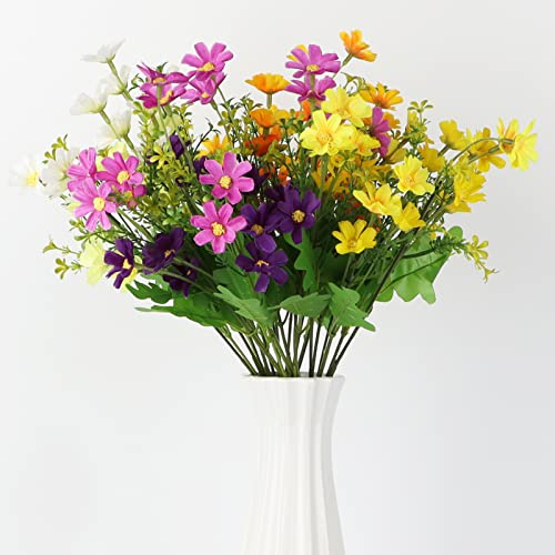 Grekywin Künstliche Gänseblümchen für drinnen und draußen, Kunststoffgewebe, dekorative Chrysanthemen in Vase, künstliche Blumen für Hochzeit, Foto-Requisiten, Heimdekoration, 32 cm, 4 Bündel