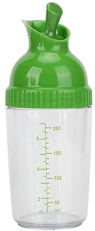HYWHUYANG Salatdressing-Shaker groß 200ml,Dressing-Flasche Mit Messmarkierungen, Verhindert Auslaufen. Salat-Dressing-Glas Mit Deckel Zum Mischen von Salat, Soße, Öl, Essig, Marinaden in Der(Grün)