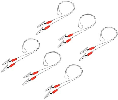 sourcing map 6Stk Serviette Kette 22 Legierung Halslatzhalter Kette Sonne Hat Riemen Kordel Schlüsselband mit Klammern für Serviette Kappe Befestigung Rot