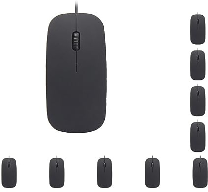 Lot de 10 mini souris filaire ultra-fines pour ordinateur de bureau, ordinateur portable, noir mat, blanc, souris de jeu ergonomique, noir