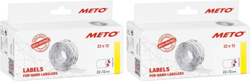 Original Meto Preisauszeichner Etiketten (22x12 mm, 1-Zeilig, 6.000 Stück, weiß, wiederablösbar, Preisetiketten für Meto, Contact, Sato, Avery, Tovel, Samark etc.) (Packung mit 2)