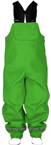 LOVRAIN Peto impermeable para niños pequeños, resistente al viento, pantalones de lluvia resistentes al agua, overol de 1 a 9 años, verde, 5-6 Años