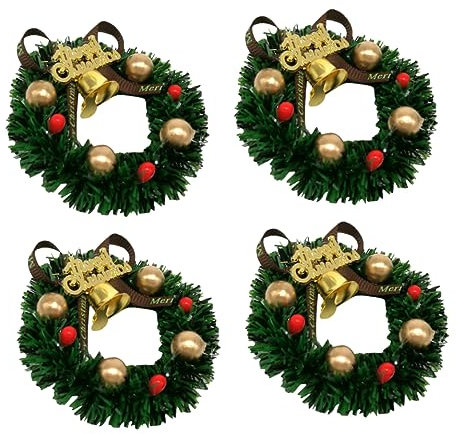 NOLITOY 4 Weihnachtskranz Winterkerzenringe adventsgesteck länglich weihnachtsdeko Weihnachten fallende herbstdeko draußen hängende Dekoration für Weihnachten