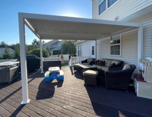 PURPLE LEAF Pergola Bioclimatique Alu 4,24 x 3 m Lames Orientables, Blanc | Design premium, Drainage efficace, Installation rapide, Protection 4 saisons, Pour 4–6 pers, Pergola jardin extérieur, Patio