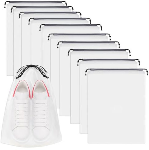 RYAN Schuhbeutel 24 Stück Wasserabweisend Staubdicht Schuhsack mit Zugband schuhbeutel Reise Travel Aufbewahrungsbeutel Organizer für Schuhe, Stiefel, High Heels(40 * 30cm Weiß)