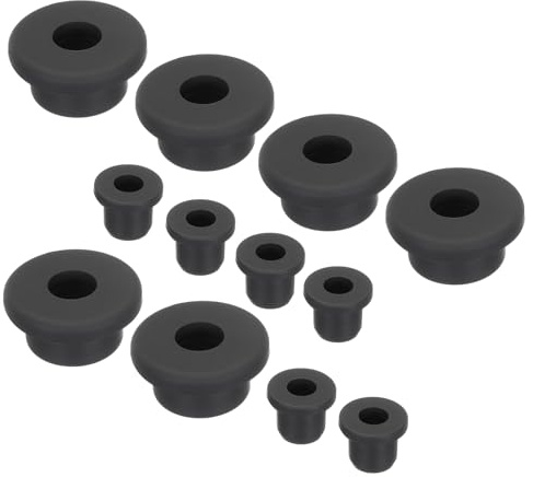 QUARKZMAN 12 Stück Kabeldurchführung Gummi AD 20mm/10mm,ID 10mm/6mm Durchgangstüllen, Gummitüllen Kabeltülle Dichtungsring Gummistopfen für Elektrischer Leiter Draht Kabelschutz, Schwarz