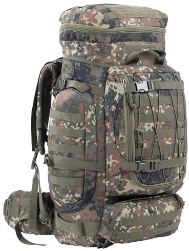 BACKFERRY Großer Militärrucksack Taktischer Rucksack Trekkingrucksack Campingrucksack 70L Große Tasche für Buschcraft Abenteuer