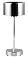 lightling LED Tischlampe Julien, Akku Design Tischleuchte aufladbar via USB-C inkl. Ladekabel, kabellose Leuchte Indoor IP20, per Touch dimmbar, Ø 12 cm, Höhe 30 cm, Metall, 1,5W, chrom