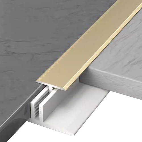 GTPBAO Übergangsprofil Abdeckleisten Breite 18mm Übergangskanten-Zierleiste mit Sockel, T-Formteil Aus Metall für Türschwellen für Küche Unternehmen Balkon, Gold(120cm/47.2 inch)