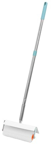 QWORK Spiked Estrich-Walze mit 3,5 - 1,5 m abnehmbarer Verlängerungsstange, 25,4 x 8,9 cm Stachelwalze zur Beseitigung von Blasen und für glatte Oberflächen