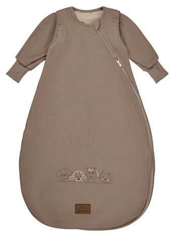 Sterntaler Schlafsack mit Armen 110 cm - Kinder und Baby Schlafsack aus Jersey in Waffeloptik, mit Ärmeln, gefüttert mit Jersey, leicht wattiert, seitliche Kabelöffnung, TOG 2,0 - Sandfarben