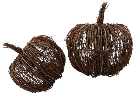 Tofficu Adorno de Mesa 2 Piezas de Calabaza de Ratán Reutilizable y Creativa para Ambientación de Halloween y Escenarios