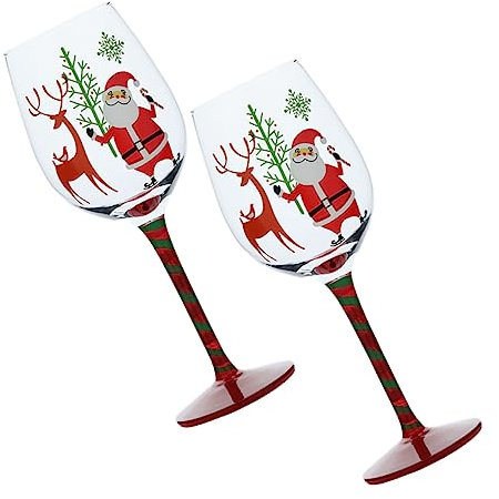 Cabilock Bezauberndes Weihnachtsmann-weingläser-set Aus Kristallglas Weihnachtliche Stielbecher Verbesserte Küchendekoration Weihnachtsstimmung