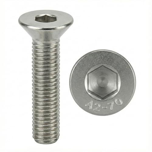 Senkkopfschrauben INOX M8x60 mm mit BTR-Kopf Ø 8x60 mm | Schraube M8 x 60mm FHC mit 6 flachen Löchern (Inbusschlüssel) | Edelstahl A2-70 (V2A/304) | ISO 10642 / DIN 7991: 20 Stück - ProRaje