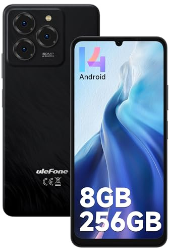 Ulefone Note 20 Pro Handy 8GB+256GB/1TB Erweiterbar, 50MP Kamera Octa Core Android 14 Smartphone Ohne Vertrag, 6000mAh, 6.75 HD+ Display 90Hz 4G Dual SIM Handys, Fingerabdruck Face ID GPS OTG-Schwarz