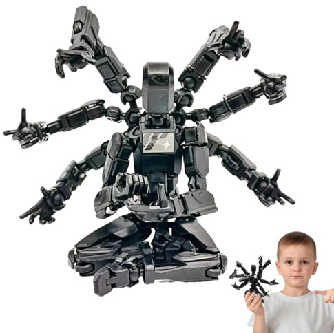 Figurine de robot d'action, figurine d'action entièrement articulée | de dessin animé complet avec huit bras,Décorations de bureau pour ventilateurs et collectionneurs, joints réglables pour chevet, t