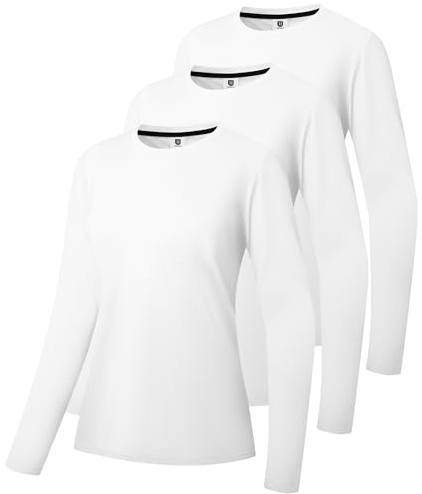 3 Pack or 5 Pack Women's Cotton Long Sleeve T-Shirts Crew-Neck Shirt Classic-Fit Shirt Soft Breathable Casual Tee Fashion Basic Tops