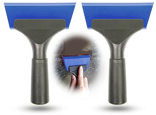 2 PCS Small Squeegee Snow Scraperor for Car,Car Window Squeegee Silicone Squeegee for Window Door Bathroom Mirror,Car Wrapping Scraper Tool (2, Blue)