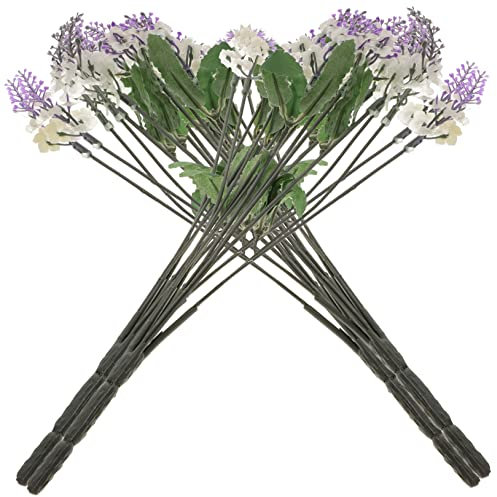 Warmhm 4 Stück Lavendel-Strauß Kunstpflanzen im Freien realistische Kunstblumen Dekoration Weihnachten türdeko Weihnachten Elegante Kunstblumen Faux Lavendel für Seidentuch Weiß