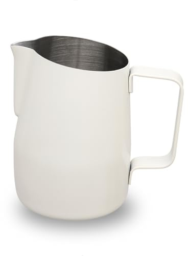 watchget Brocca schiumalatte 450 ml in acciaio inox per schiumare espresso fumante brocca montalatte tazza cappuccino latte art accessori per macchina da caffè, brocca per latte, bianco