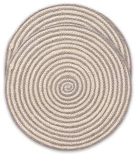 Manteles Individuales Redondos, Salvamantel Yute, Natural Hecho a Mano, 38x38 cm Pack 2 Unidades, Rayas Gris