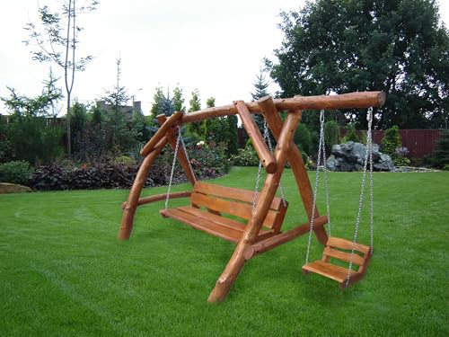 Hollywoodschaukel Gartenschaukel Gartenmöbel Naturholz Hawai 3+1 Sitzer Naturholz Kiefer und Erle