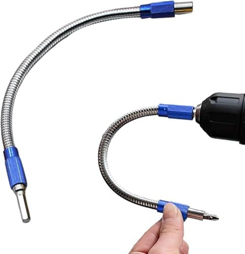 Hexagonal Shank Metal Flex Universal Extension Bit Holder, Flexible Drill Bit Extension, Drill Extension Bit Holder Flexible Drill Extension Screwdriver Bits Drill Attachment (Blue)