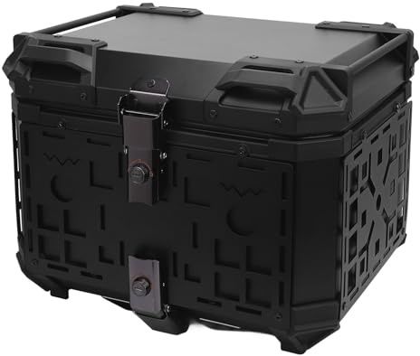 Yctze Motorcycle Rear Case 45L Aluminum Alloy with Safety Lock Quick Release Waterproofing Universal Trunk Top Box