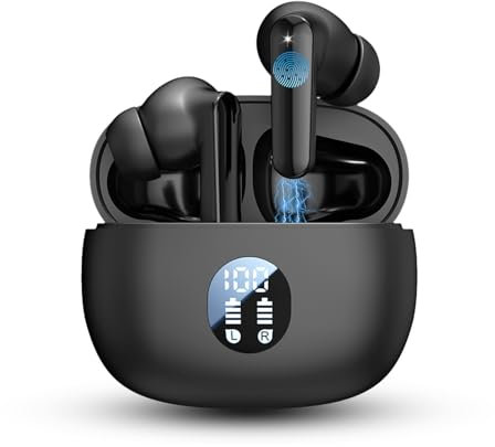 BOBOPACK Cuffiette Bluetooth 5.4 Sport Impermeabili IP7, Auricolari Bluetooth 60 Ore Autonomia, ENC Riduzione Rumore, Hi-Fi Stereo, Controllo Touch, Doppio LED (Compatibili iOS/Android)