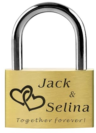 Personalised Padlock Engraved Padlock Love Lock Personalised Locks for Her Him Girls Couples Lover Anniversary Wedding Gifts for Christmas Large Love Lock for Travel Trip Valentines (Design 3)