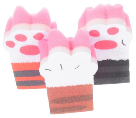 CALLARON 3pcs Cat Claw Kitchen Cleaning Sponge Thick Non-Stick Dishwashing Scrubber Cute Design for Pots Dishes and Surfaces Kitchen Supplies for Effortless Cleaning
