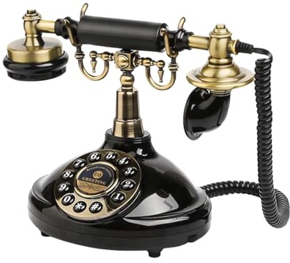 MagiDeal Audio Guest Book Phone Voice Message Recorder Phone Antique Design Audio Guestbook Telephone for Special Occasions Engagement, Black