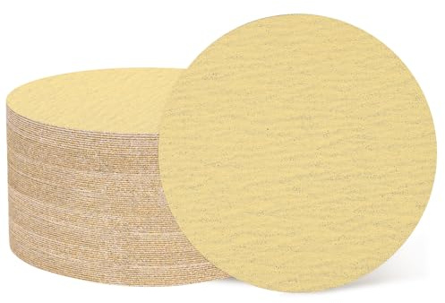 sourcing map Lot de 50 disques de ponçage 125 mm Grain 120 Papier abrasif Orbital aléatoire pour le travail du bois, automobile, métal, doré