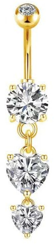 XFSRG Piercing Nombril Femme en Titane G23 Doré avec Pendentif Cœur en Zircone Hypoallergénique Élégant pour Plage et Fête