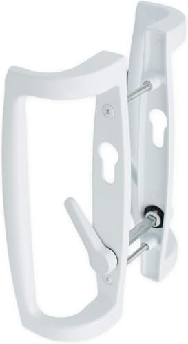 TruSky uPVC Sliding Patio Door Handle - 90PZ 90mm - D Shape Handle - Inline Lever Pair Set - 90PZ XL White Sliding Patio Door Handles with Inline Locking Lever Powder Coated Durable Finish