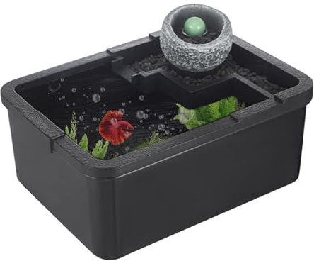 Lnhgh Kleines Fischaquarium | Miniatur-Innendekoration mit Aquaponik-Ökosystem – LED-Ökosystem mit USB-Pumpe für Betta-Fische, Aquaponik und Dekoration