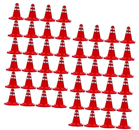 Alipis Set 60 Pezzi Coni Stradali in Miniatura Plastica, Blocchi Stradali Di Simulazione Per Giochi Di Ruolo e Decorazioni, Accessori Per Scenari Fai Da Te Educativi Per Ragazzo Ragazza