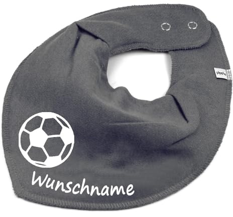 HALSTUCH mit Namen oder Text personalisiert für Baby oder Kind aus Baumwolle in Einheitsgröße Fußball