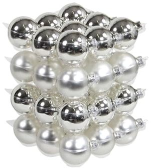 Dahlia Studios Weihnachtsbaumkugel 36x Glas CHRISTBAUMKUGELN 6cm Silber Glanz + MATT + Lack DOSE