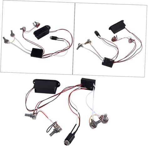 Gu50 2 Band Equalizer Vorverstärkerschaltung für Bassgitarre Schwarz | 1 Volume und 2 Tone Potis, Kunststoff Metall Aufbau, für Piezo Ausgerüstete Instrumente und Aktive Tonabnehmer