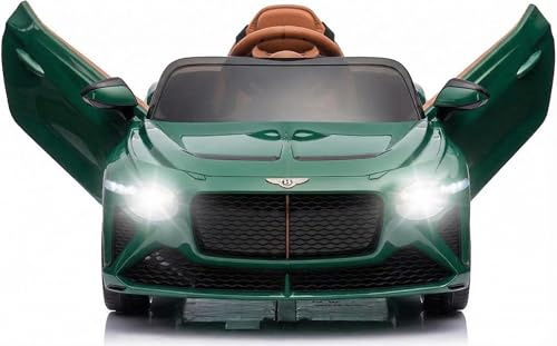 Bacalar Elektroauto für Kinder 12V mit 2 Motoren, Luxusauto mit vertikalen Türen, 3 Geschwindigkeiten, Federung, LED-Lichter, USB/Wireless Musik, Elternfernbedienung, 3-8 Jahre, Grün