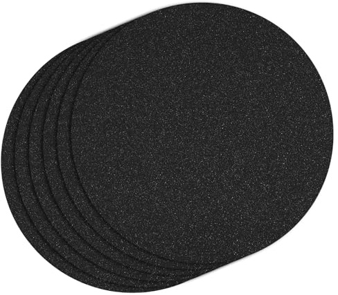 30 PCS Black Paper Placemats Round Place Mat Glitter Disposable Paper Chargers Party Tablemats for Halloween Birthday Wedding Bachelorette Party Dinner Table Decor (13x13inch)