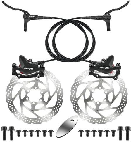 MTB Disc Brake Set, Hydraulic Disc Brake Kit with 160mm Rotors, Left Front 850mm & Right Rear 1450mm, Aluminum Oil Pressure Calipers Levers for Mountain Bike E-Bike Fat Bike Road Bike