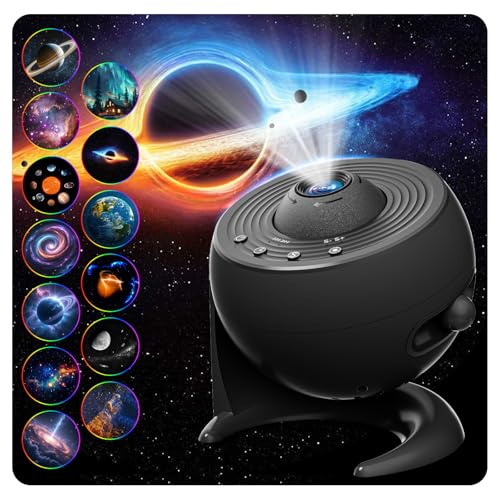 FlyEagle Sternenhimmel Projektor, 13-in-1 Galaxy Projektor, LED Sternenhimmel mit Timer, Deckenprojektor 360° Rotation, Zimmerplanetarium für Kinder Erwachsene Geschenk, Schwarz